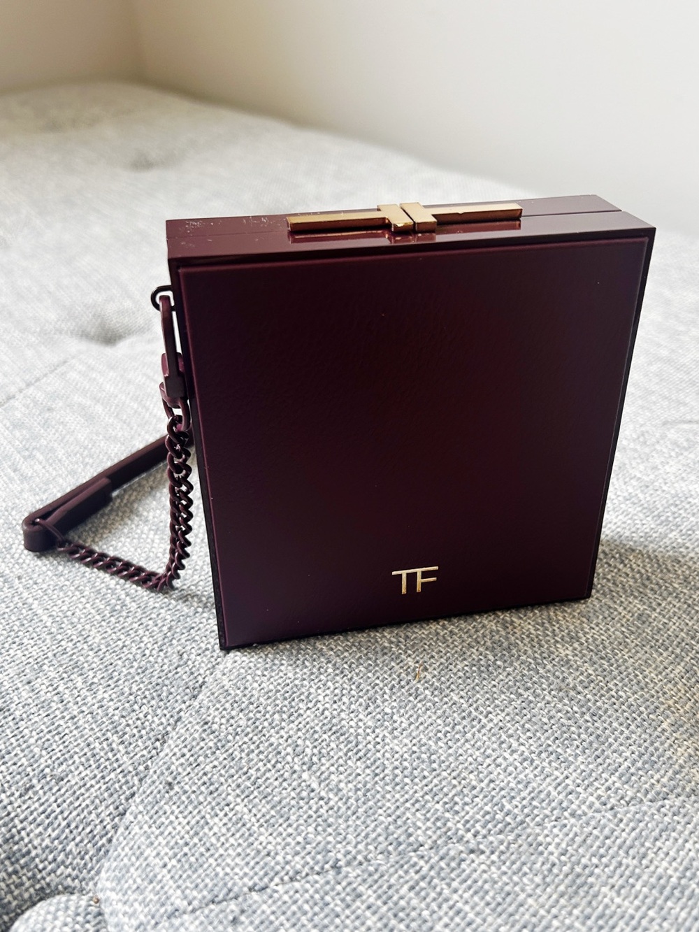 Tom Ford Burgundy Square Leather lipstick case (reddish brown)